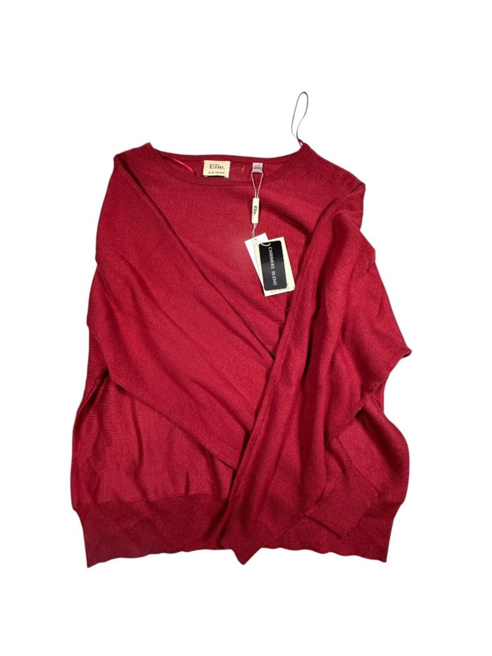 Elie Tahari Womens Red Crew Neck Sweater XL New Viscose Long Sleeve NWT - Picture 2 of 6